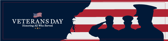 Veterans Day - soldiers in silhouette against an American flag